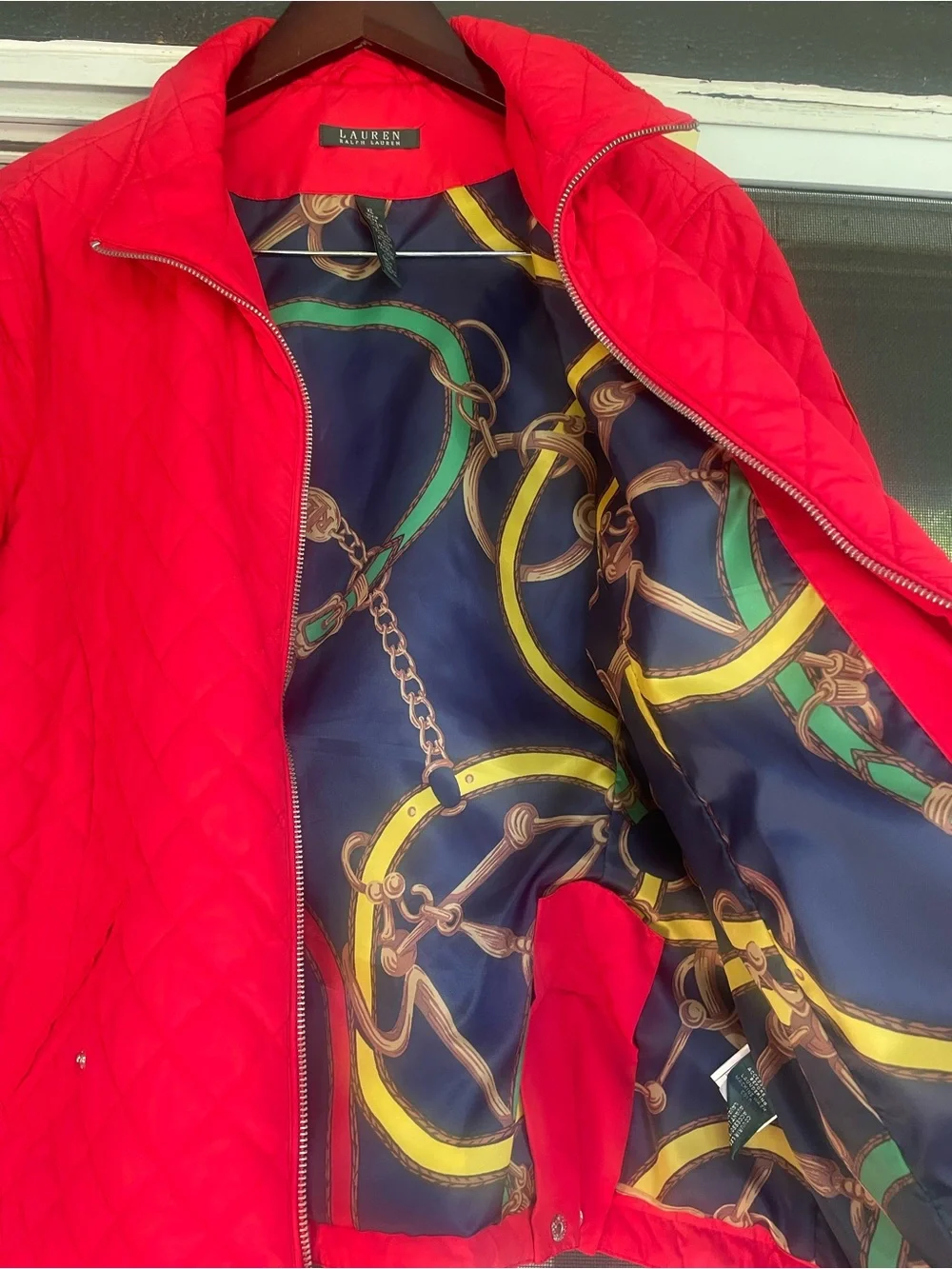 Ralph Lauren Bright Red Quilted Zip-Front Puffer Jacket - Picture 3 of 5